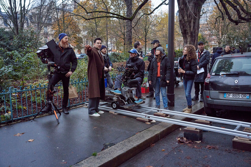 Daniel Levy on the set of the Netflix feature film Good Grief